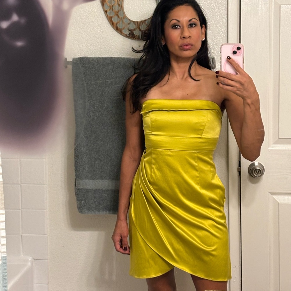 Strapless Chartreuse Cocktail Dress